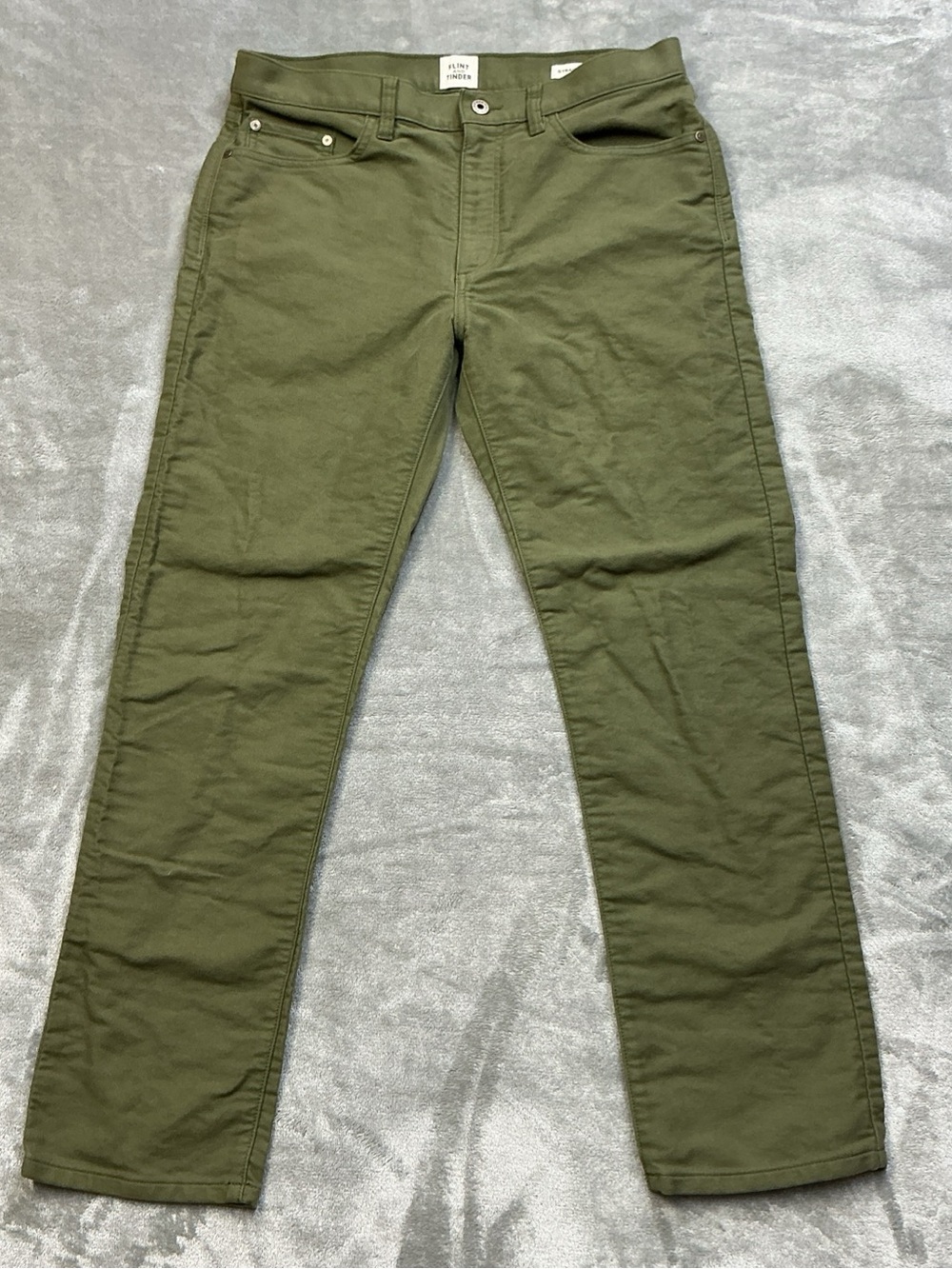 Flint And Tinder Straight Fit Pants Men’s 33x30 green Flat front Chino Organic
